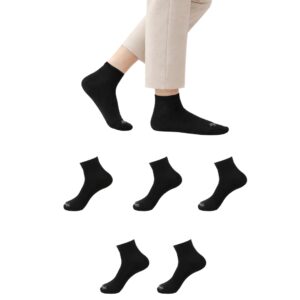 Mojaah Essentials Unisex Fine Cotton Ankle Socks (Pack of 5, Black) | Sweat Absorbent, Moisture Wicking, Ultra Soft, Breathable & Stretchable