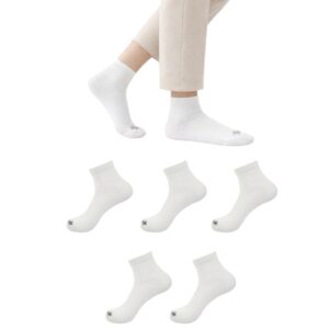 Mojaah Essentials Unisex Fine Cotton Ankle Socks (Pack of 5, White) | Sweat Absorbent, Moisture Wicking, Ultra Soft, Breathable & Stretchable