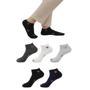 Mojaah Essentials Unisex Fine Cotton Casual Sneaker Socks (Pack of 5, Multicolor) | Sweat Absorbent, Ultra Soft, Breathable & Stretchable