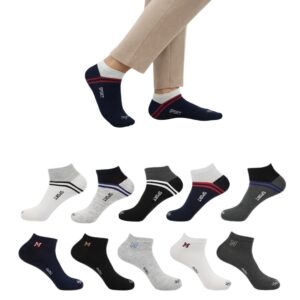 Mojaah Essentials Unisex Fine Cotton Casual Sneaker Socks (Pack of 10, Multicolor) | Sweat Absorbent, Ultra Soft, Breathable & Stretchable