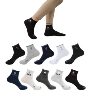 Mojaah Essentials Unisex Fine Cotton Ribbed Sneaker Socks (Pack of 10, Multicolor) | Sweat Absorbent, Moisture Wicking, Ultra Soft, Breathable & Stretchable
