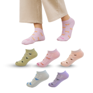 Mojaah Essentials Ladies Fine Cotton Sneaker Socks (Pack of 5, Multicolor) |Mesh Design, Breathable & Sweat Absorbent, Moisture Wicking| Ultra Soft & Stretchable