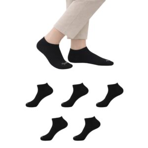 Mojaah Essentials Unisex Fine Cotton Sneaker Socks (Pack of 5, Black) | Sweat Absorbent, Moisture Wicking, Ultra Soft, Breathable & Stretchable
