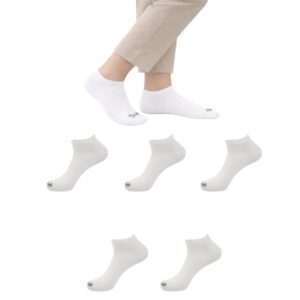 Mojaah Essentials Unisex Fine Cotton Sneaker Socks (Pack of 5, White)| Sweat Absorbent, Moisture Wicking, Ultra Soft, Breathable & Stretchable