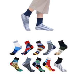 Mojaah Essentials Unisex Fine Cotton Fuky Ankle Socks (Pack of 10, Multicolor) | Sweat Absorbent, Moisture Wicking, Ultra Soft, Breathable & Stretchable