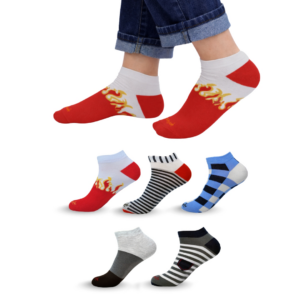 Mojaah Essentials Unisex Fine Cotton Funky Sneaker Socks (Pack of 5, Multicolor) | Sweat Absorbent, Moisture Wicking, Ultra Soft, Breathable & Stretchable