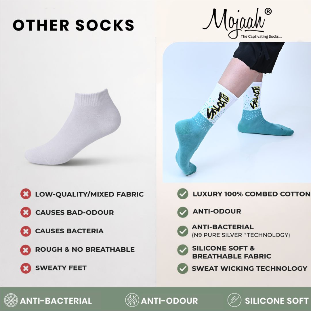 Mojaah Luxe ZORIX EDITION, 100% Luxury Combed Cotton Unisex Socks, Anti-Bacterial, Anti-Odour, Breathable Socks, Soft & Comfortable, Sports & Casual Socks (Pack of 4) - Image 4